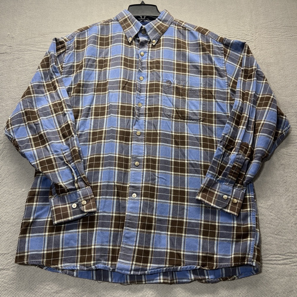 George Strait Wrangler Shirt Mens X Large Long Sleeve Button Up Plaid Cotton